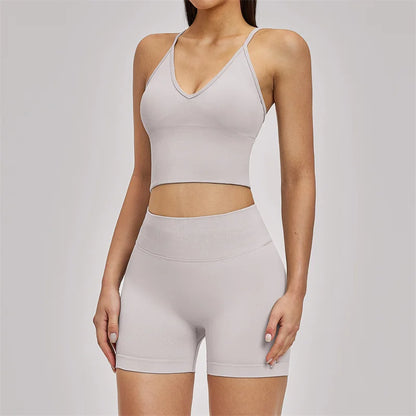 TRY TO BN Seamless Women's Tracksuit Shorts Yoga Set High Waisted Sportswear Fitness Workout Leggings Cycling Running Gym Shorts