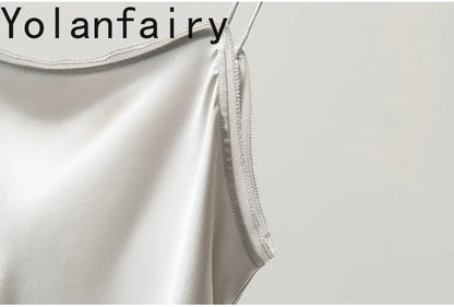 YOLANFAIRY 93% Real Mulberry Silk Camis Woman Clothing 2026 High Quality Silk Satin Tops Women's Tanks Top Sleeveless Basicwear