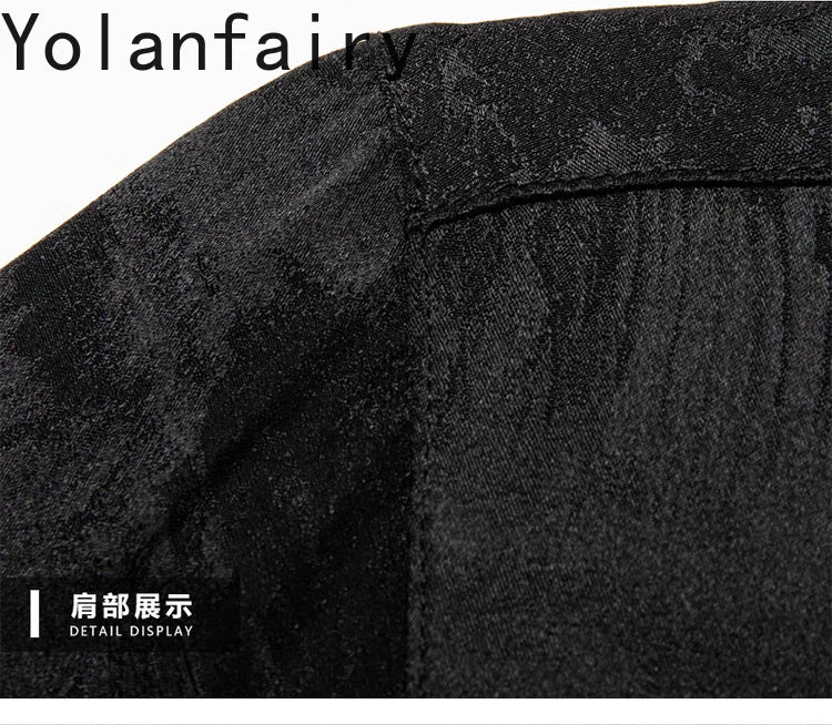 YOLANFAIRY 92.4% Mulberry Silk Mens Shirts Summer Shirt for Men Camisas Hombre Mens Button Up Shirt Mens Fashion Shirt Tops