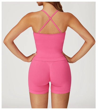 Custom LOGO women's seamless new yoga vest strap cross back sports underwear outdoor running fitness top