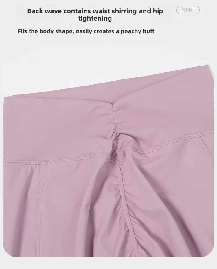 Customized LOGO women's yoga trousers high waist pleated leggings outdoor running sports fitness trousers