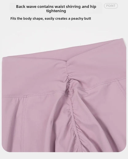 Customized LOGO women's yoga trousers high waist pleated leggings outdoor running sports fitness trousers
