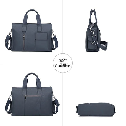 Genuine Messenger Bag Men Leather Handbag Large Capacity Business Commuter Handheld Cowhide Laptop Document Bag Men's Briefcase