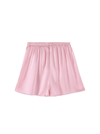 SuyaDream, Woman 100%Real Silk Shorts, 19mm, Elastic Waist, Comfortable Healthy Home Shorts, 2024 Spring Summer Pants, White