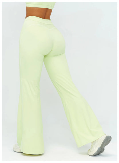 High Waist Yoga Wide Leg Pants Women Gym Fitness Bell-bottoms Pants Push Up Sports Trousers Female Casual Workout Flared Pants