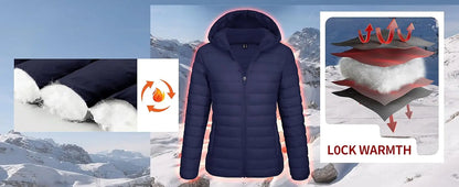 TACVASEN Full Zip Up Hooded Puffer Jacket Womens Winter Quilted Warm Coats Casual Windbreaker Padded Lightweight Outdoor Outwear