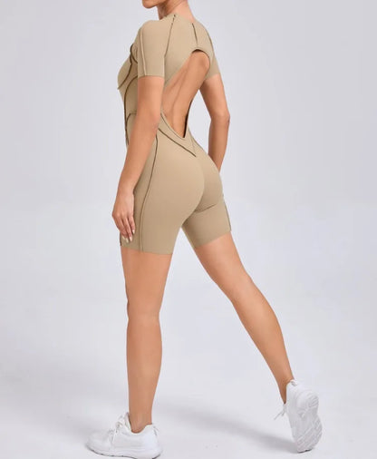 Seamless Yoga Jumpsuits Sports Fitness Splicing Hip-lifting One-Piece Hollow-out Beauty Back Gym Workout Bodysuits for Women