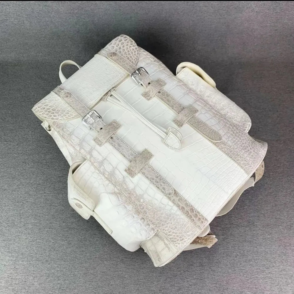 Genuine crocodile leather men's handbag real crocodile leather women's large size Himalayan white business travel computer bag
