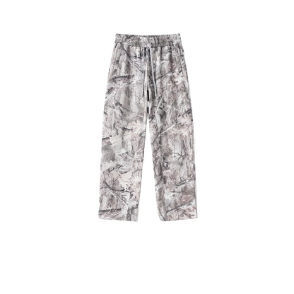Custom LOGO Men's 2025 Autumn New 340G fleece-lined Fake Two-piece Camouflage Sweater T-Shirt Casual Pants Set
