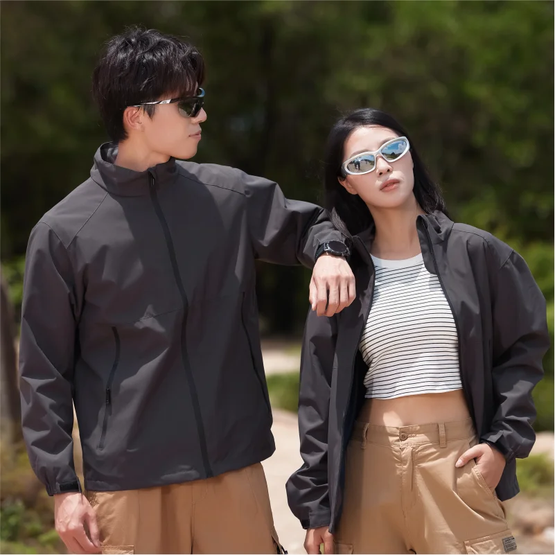 Outdoor Waterproof Men Women Stand Collar Jacket Custom Logo Anti-static Coat Print Company Design Casual Sweatshirt Embroidery