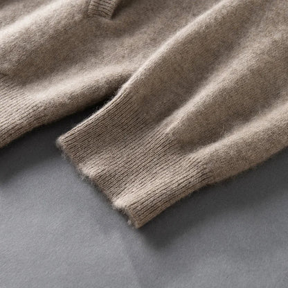 DjzDsm Autumn and Winter100% Merino Wool Men's Knitted Top Zipper Hoodie Zipper Cardigan Knitted Coat Sweater Hoodie