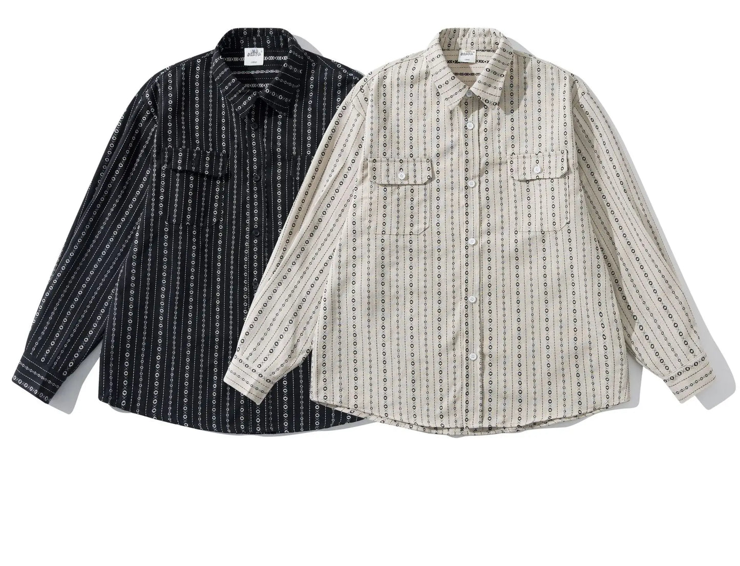 2026 New Japanese Retro Amekaji Ethnic Style Striped workwear shirt for men and women, loose artistic youth long sleeved shirt
