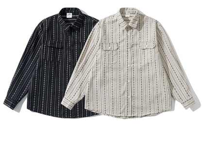 2026 New Japanese Retro Amekaji Ethnic Style Striped workwear shirt for men and women, loose artistic youth long sleeved shirt