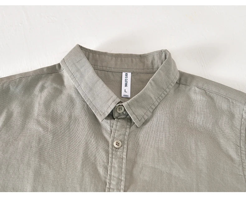 Summer Linen Cotton Men's POLO Collar Shirt Casual Business Short Sleeved Cardigan Fashion Loose Breathable Comfortable T-shirt