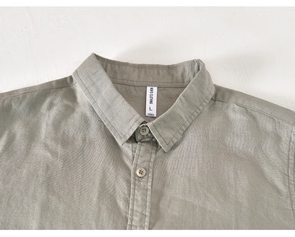 Summer Linen Cotton Men's POLO Collar Shirt Casual Business Short Sleeved Cardigan Fashion Loose Breathable Comfortable T-shirt