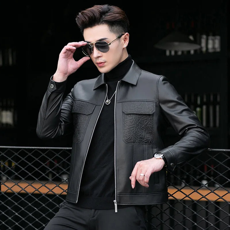 YOLANFAIRY Top Quality Real Sheepskin Genuine Leather Jacket Man Clothing Short Casual Leather Coat Soft Leather Jackets abrigos