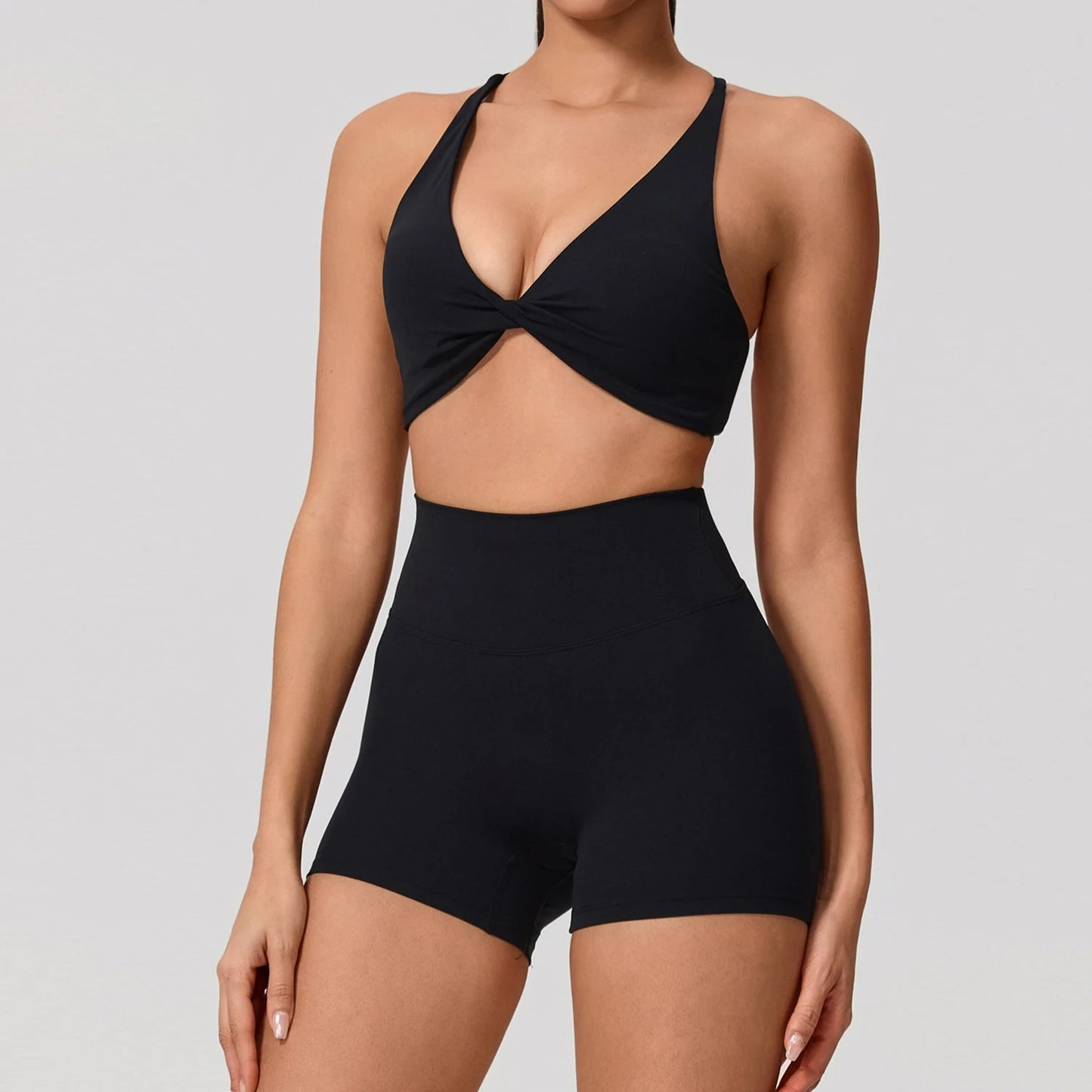 New Summer 2Pcs Women's Quick-Dry Sports Set V-Shaped Bra Female Sleeveless Yoga Outfit Gym Two-Piece Woman Sport Clothes