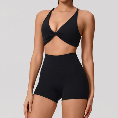 New Summer 2Pcs Women's Quick-Dry Sports Set V-Shaped Bra Female Sleeveless Yoga Outfit Gym Two-Piece Woman Sport Clothes
