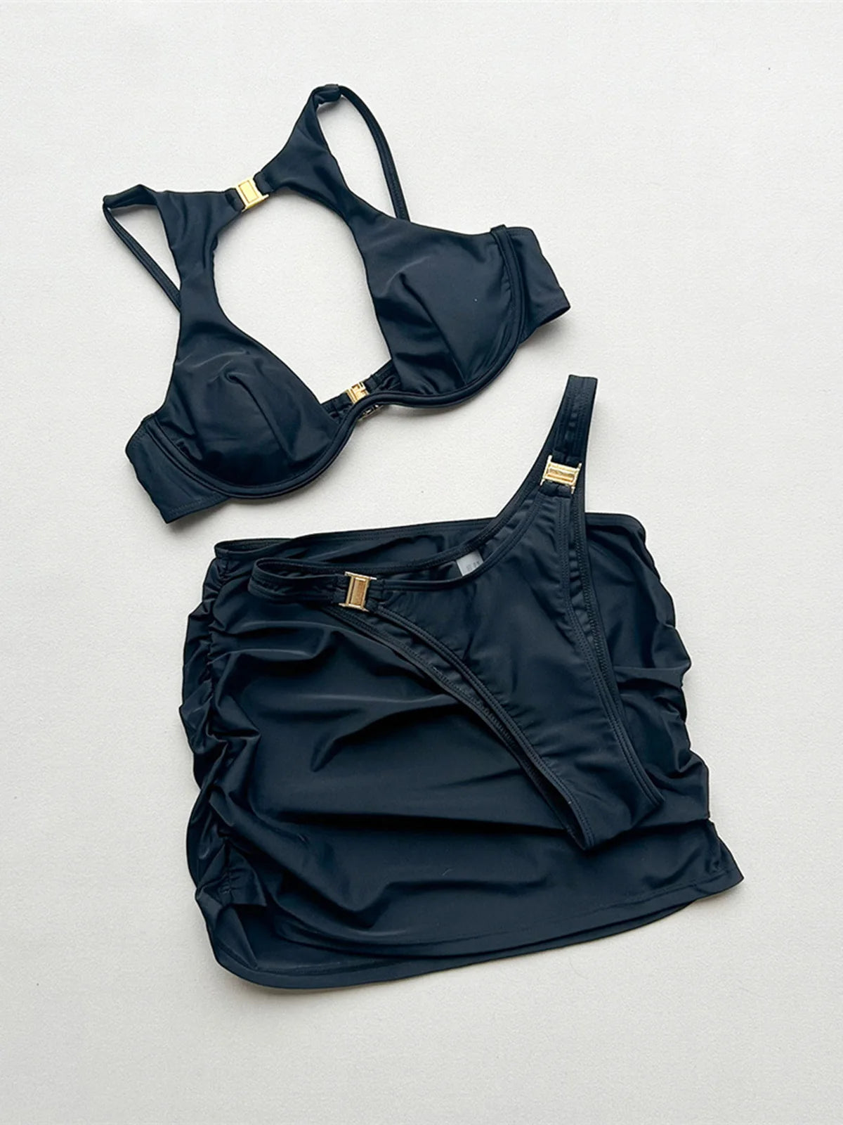 3PCS With Skirt Underwired Cut Out Bikini Women Swimwear Female Swimsuit Three-pieces Bikini set Bather Bathing Suit Swim V7733