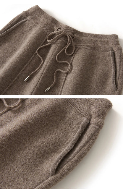 Men's Wool Pants Elastic Waist 2025 Autumn Winter Thick Casual Cashmere Trousers 100% Merino Wool Knitted Mid Seam Sport Pants