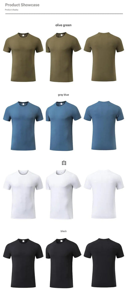 #51112-XIYU Custom LOGO Print Plain Gym T-shirt Men Summer Fitness O-Neck Short Sleeve T shirt Cotton Slim Fit Workout Tees Tops