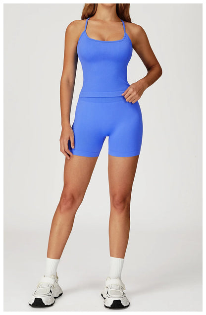 Custom LOGO women's seamless new yoga vest strap cross back sports underwear outdoor running fitness top