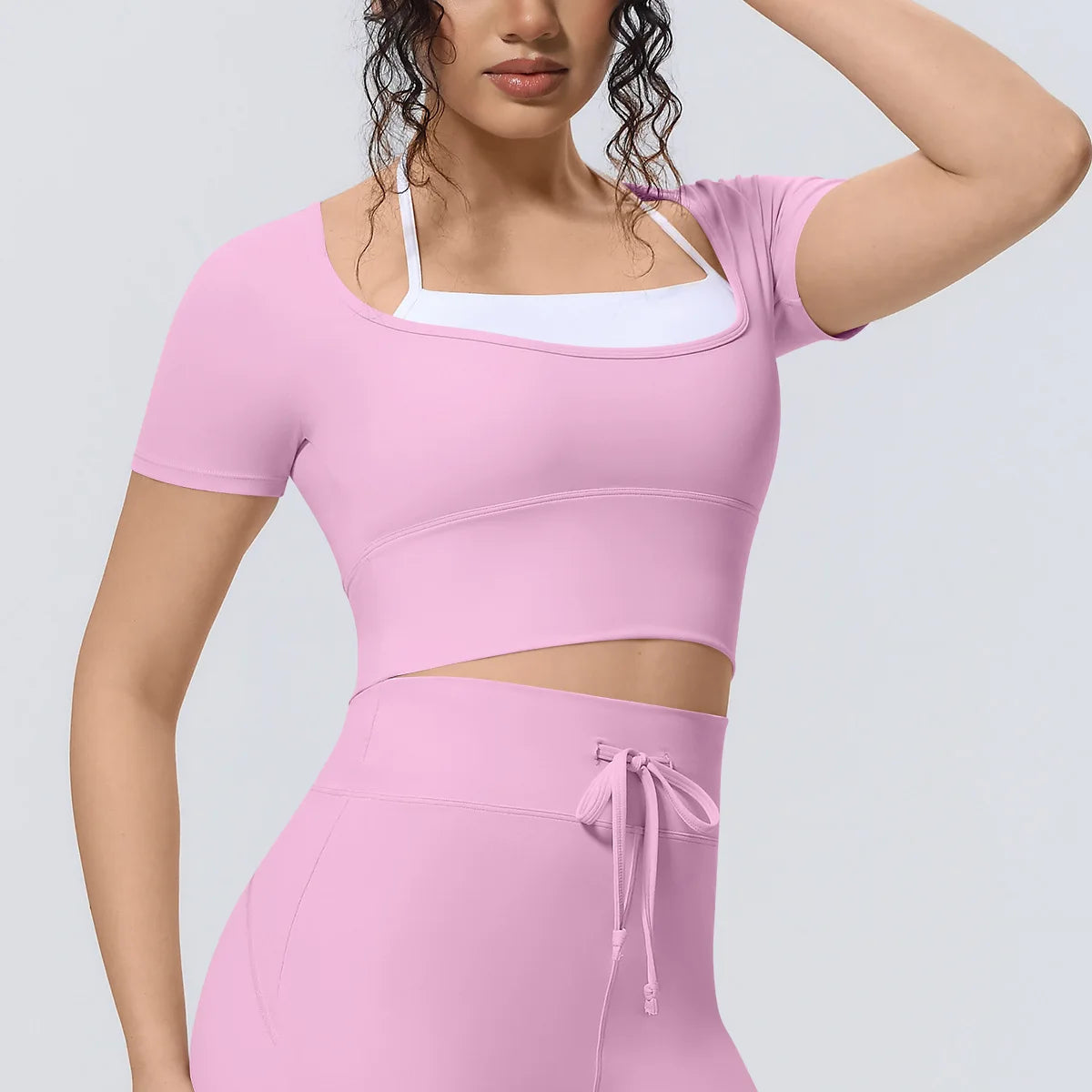 Yoga Sexy Dance Clothes High Elastic Sports T-shirt Women Fitness Top Short Sleeves Running Shirts Gym Push Up Workout Top Tee
