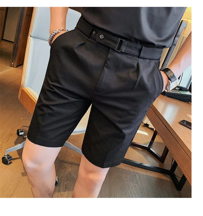 4 Color Summer British Style Suit Shorts 2023 Men Naples Business Casual Slim Fit Short Pant Fashion Slim Fit Solid Color Pants