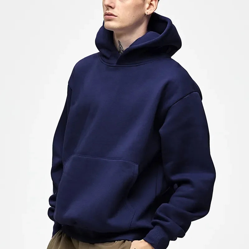 500GSM Tracksuit DIY Custom Your Brand LOGO Heavy Weight New Autumn Winter Casual Thick Cotton Men's Top Solid Color Hoodies