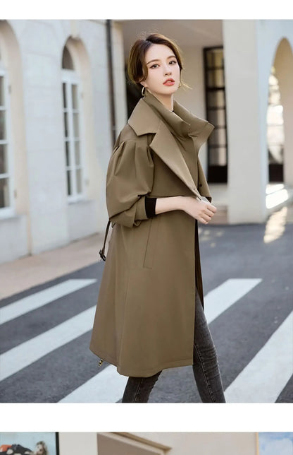 YOLANFAIRY Women's Fur Coat Women Real Fur Rex Rabbit Parkas Female Windbreaker Medium Long Work Clothes Waist Winter Coat FCY39