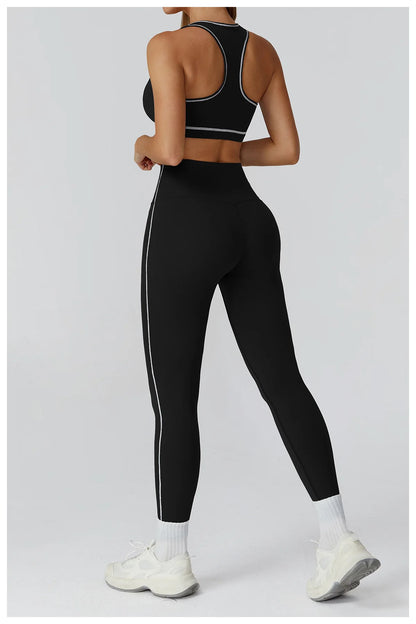3PCS Yoga Set Women Workout Set 2 Pieces Sportswear Yoga Suit Gym Clothing Fitness Zipper Long Sleeve Sports High Waist Leggings