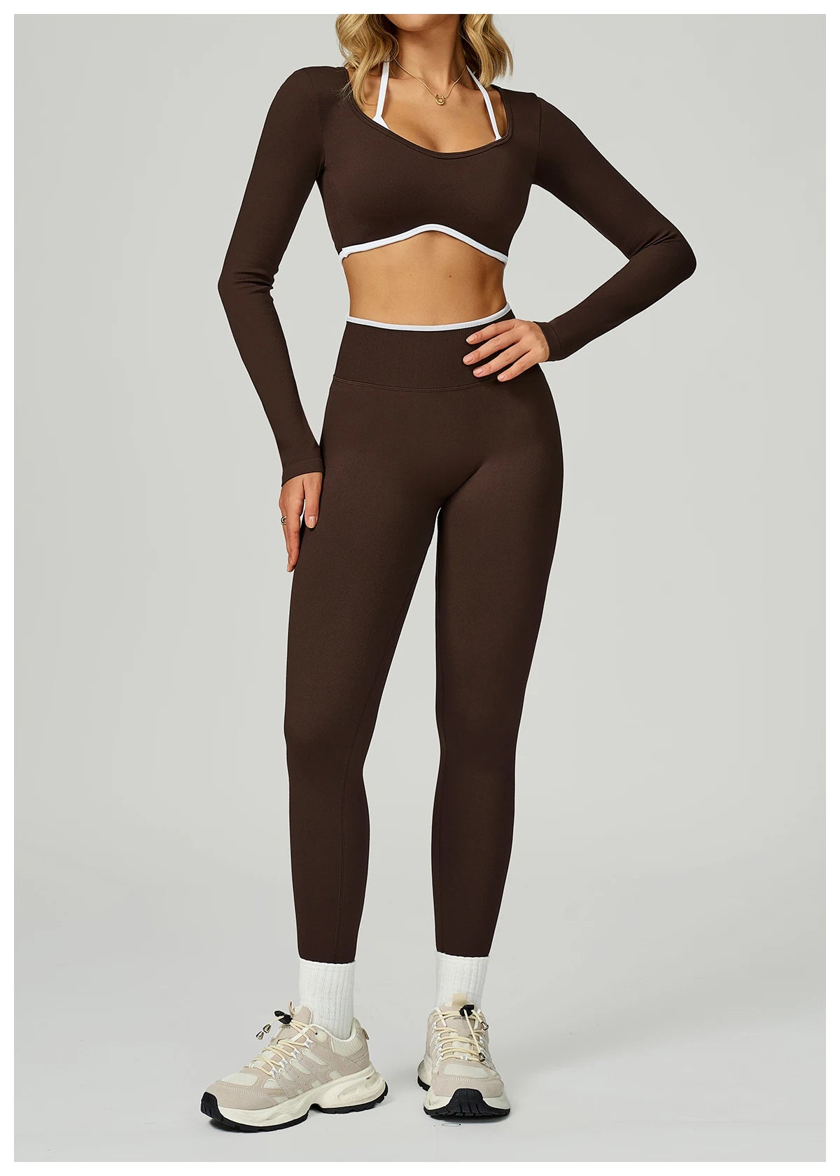 Women Sexy Solid Crop Tops Gym Workout Shirts Yoga Sports Long Sleeve Female Fitness T-Shirt Exposed Navel Quick Dry Sports Tops