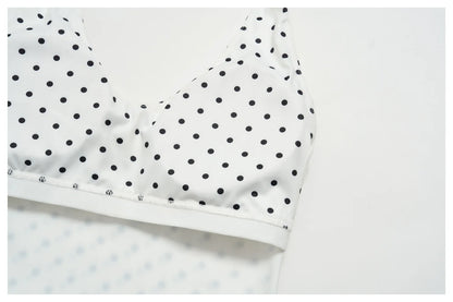 Custom LOGO women's new yoga clothes polka dot printing deep V high elastic three-dimensional fitness two-piece set