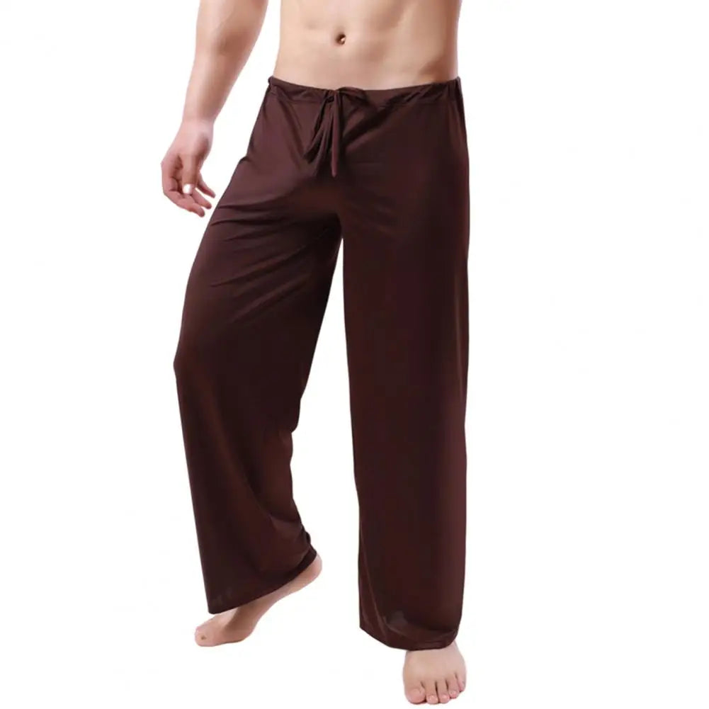 Men Yoga Pants Low Waist Drawstring Straight Loose Pajama Pants Thin Sports Comfortable Elastic Waist Men Sports Trousers