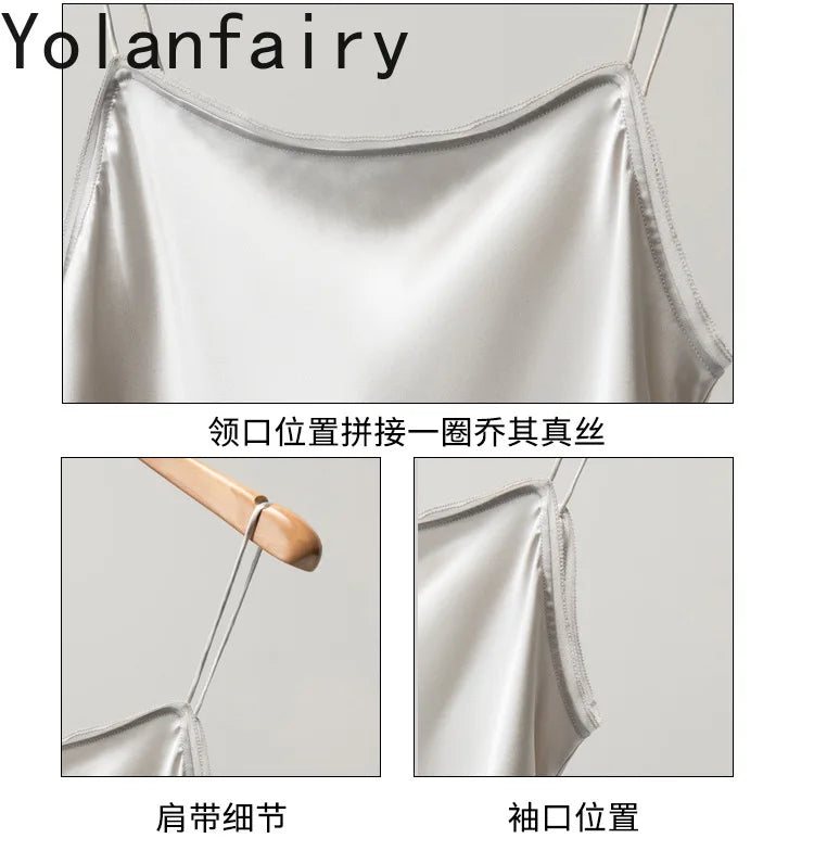 YOLANFAIRY 93% Real Mulberry Silk Camis Woman Clothing 2026 High Quality Silk Satin Tops Women's Tanks Top Sleeveless Basicwear