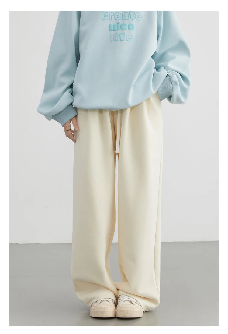 CHIC VEN Women's Pant Streetwear Solid Loose New Drawstring Sports Casual Trousers High Waisted Pants Autumn Winter 2025