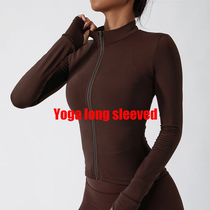 Yoga Shirts For Women Zipper Long Sleeve Fitness Jacket Running Gym Clothes Workout Dry Fit Breathable High Elastic Sports Top