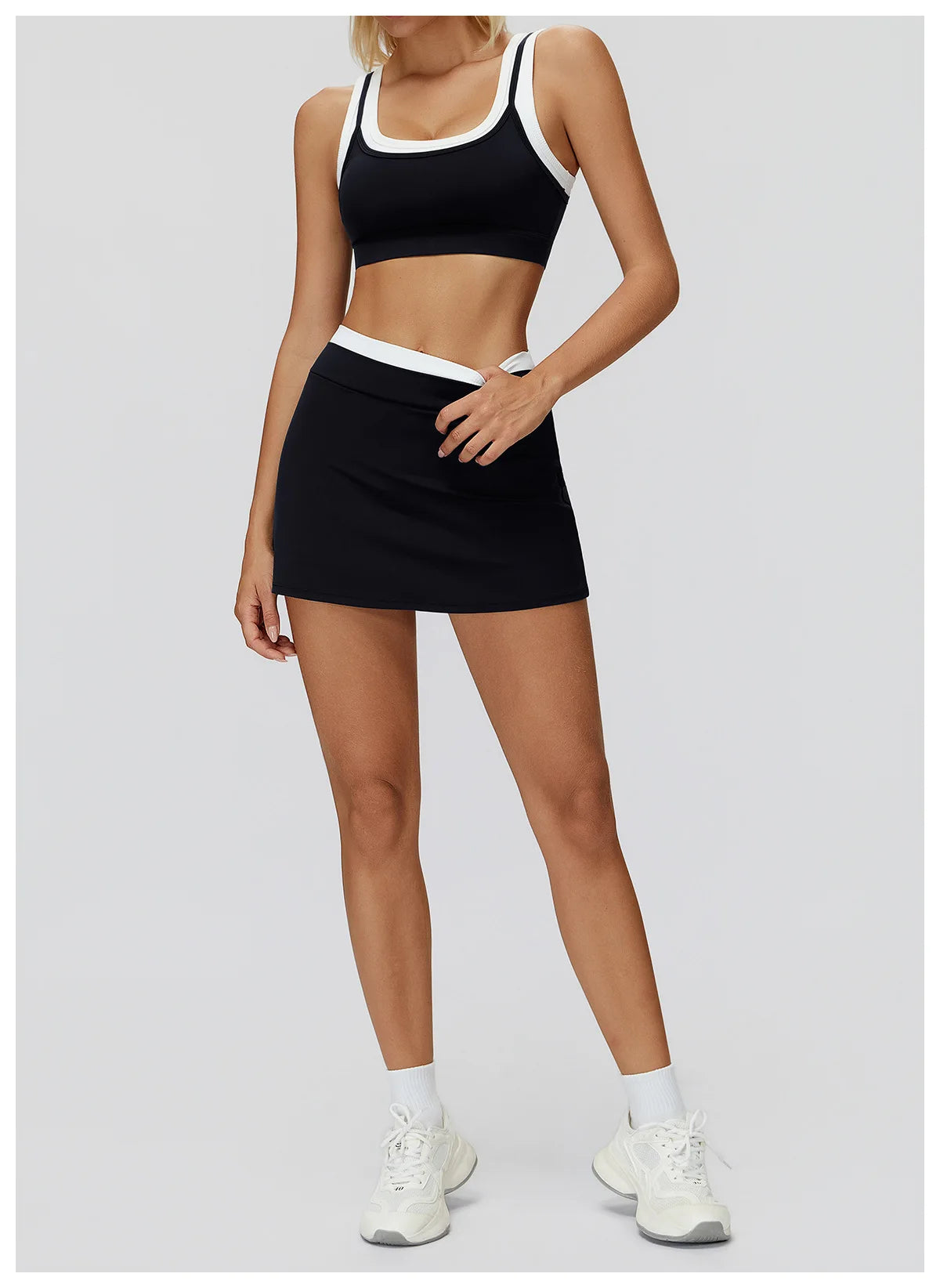 SWELTERING High Waist Pocket Skirt Fake Two Yoga Skirt Solid Color Sports Skirt Running Quick Drying Fitness Tennis Skirt