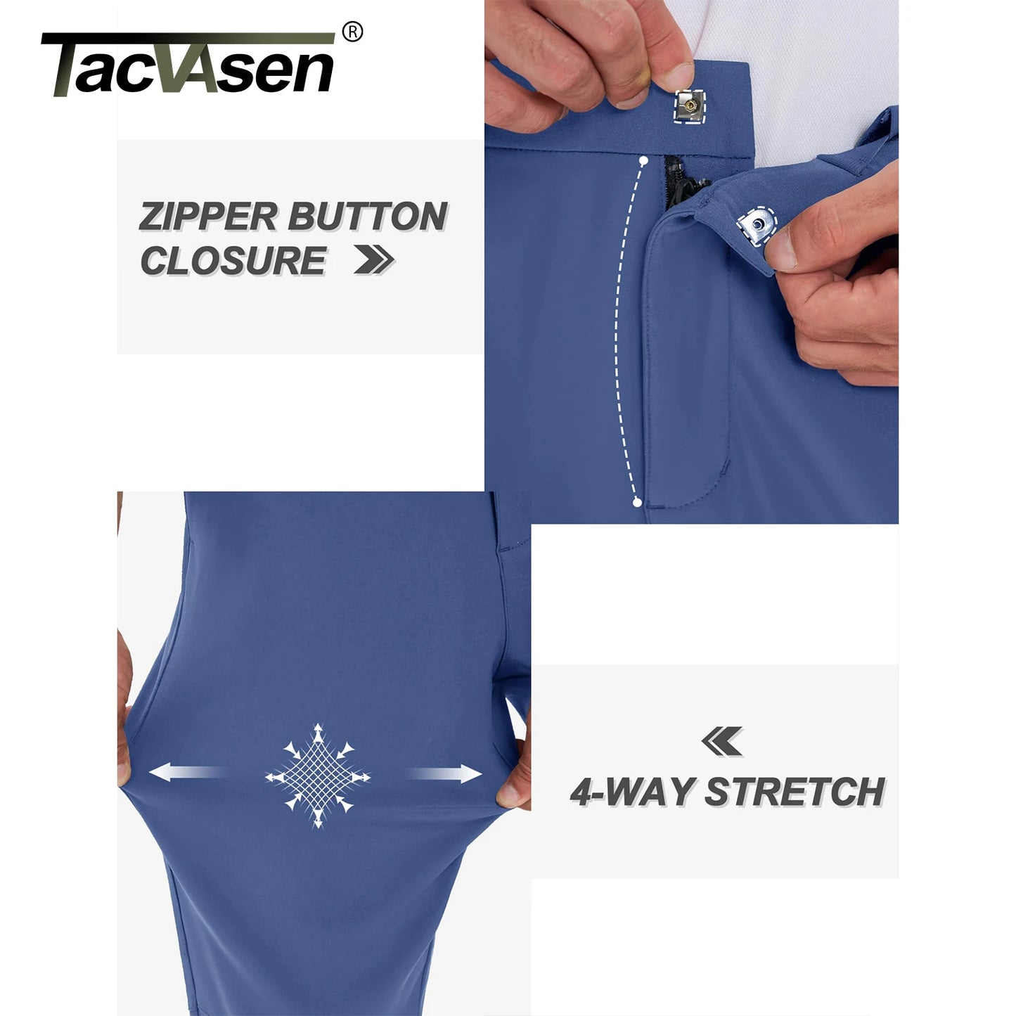 TACVASEN Winter Golf Pants for Men Fleece Lined Work Business Casual Dress Slacks Water Resistant Stretch Warm Trousers