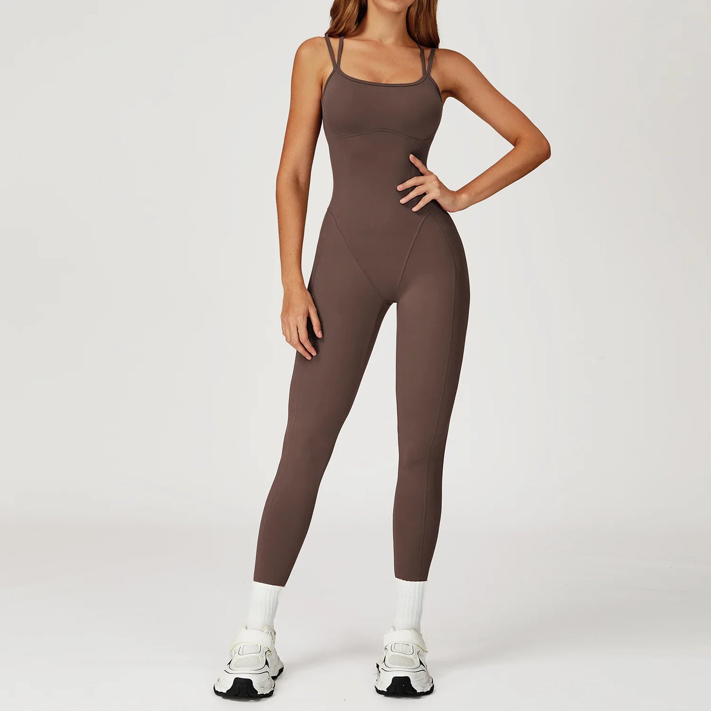 Hearuisavy Female Jumpsuit Long Elegant Sports Bodysuit Woman Gym Clothes Strappy Fitness Overalls Push Up Pilates Yoga Leotard