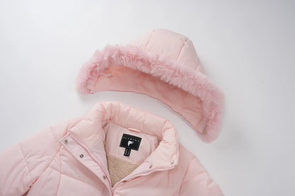 TACVASEN Womens Fleece Long Padding Winter Jacket Down Puffer Outwear with Removable Hood Waterproof Windproof Thicken Park Coat