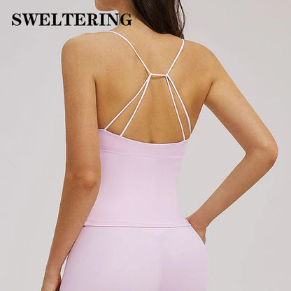 Women Sexy V Neck Yoga Bra Cross Back Strap Sports Underwear Shockproof Gym Workout Vest Female Solid Sports Fitness Underwear