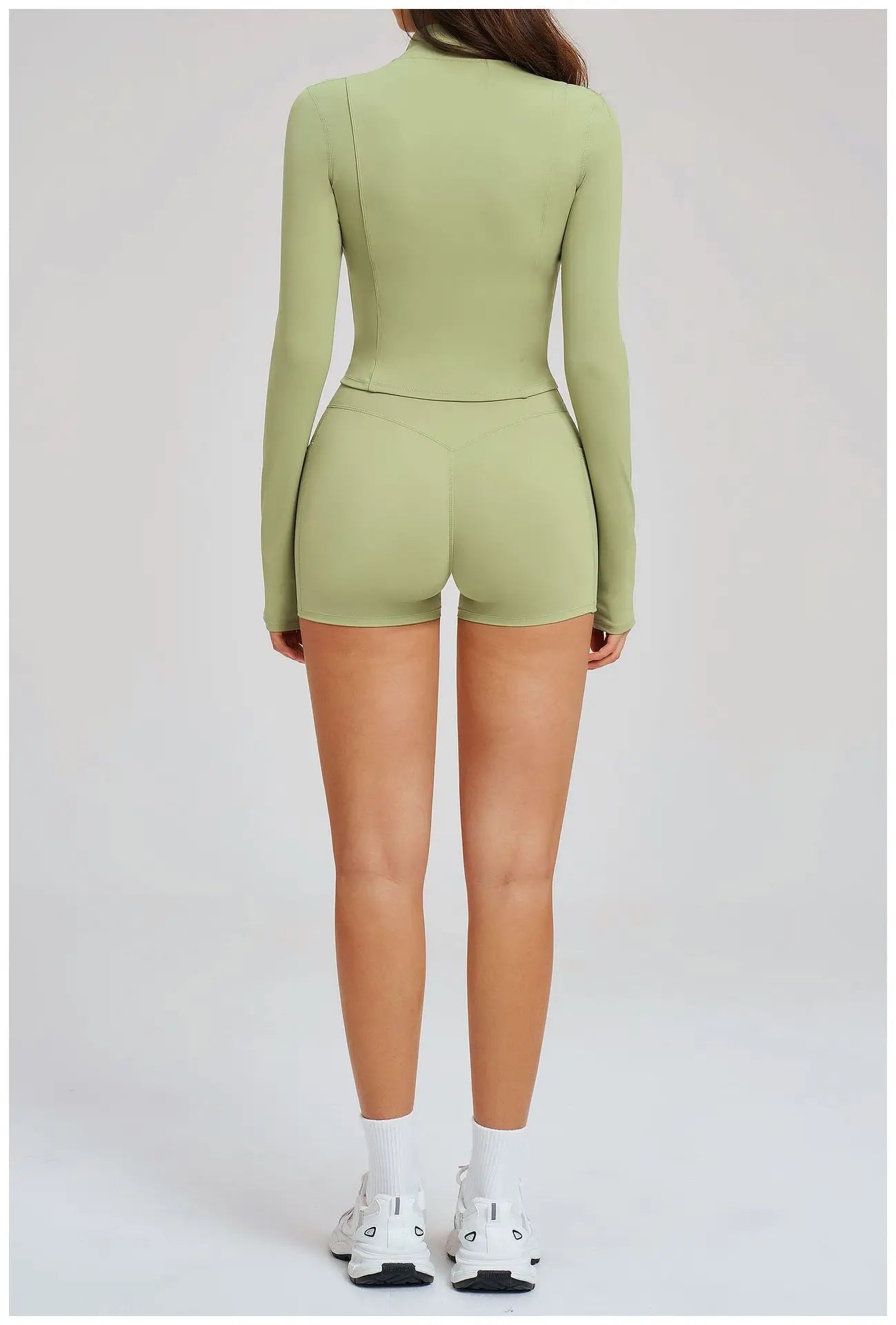 2PCS Yoga Suit Women's Tracksuit Gym Clothing Sportswear Female Workout Long Sleeve Sports Suit High Waist Cycling Shorts Set