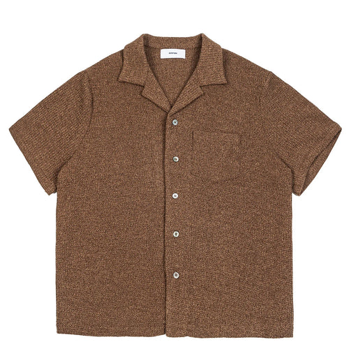 Summer Old Money Style Cleanfit Cuban Collar Knitted Short Sleeved Shirt for Men Loose Five Quarter Sleeved Workwear Shirt