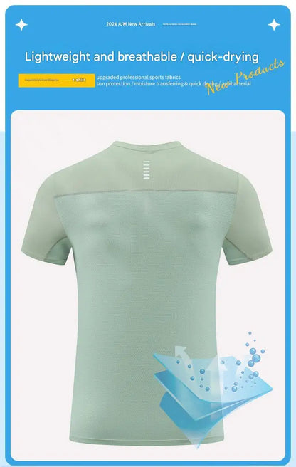 #4111001-XIYU Custom  LOGO Dry fit New Men's High Elastic Sports Casual T-shirt Cool Breathable Quick Drying Outdoor Sports