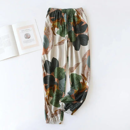 Summer new ladies 100%viscose pajama set short-sleeved shorts thin section home service loose large size two piece set plus size