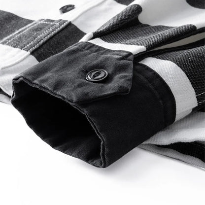 Amekaji Heavyweight Zebra Striped Jacket - Thick Canvas Motorcycle Biker Jacket Retro Workwear Coat