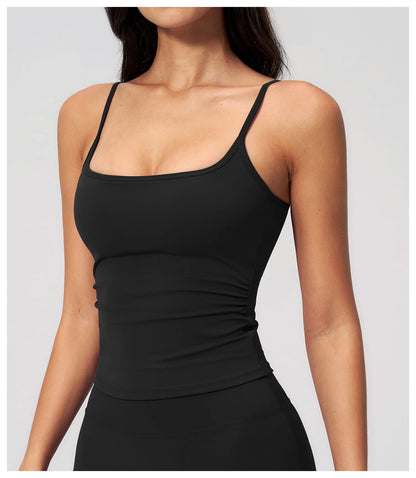 Hearuisavy Women Shockproof Sexy Yoga Tank Top Running Gym Vest Removable Breast Pads Fitness Quick Dry Sports Sleeveless Top