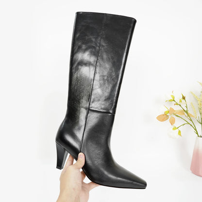 2026 Autumn And Winter Fashion Women's High Top Boots With Pointed Side Zipper Elegant Knight Boots, Sexy Motorcycle Boots 35-42