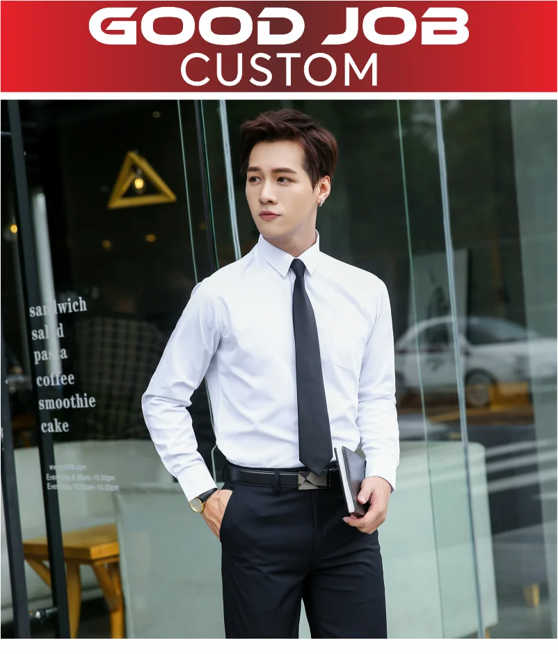Casual Men's Long Sleeve Business Shirt Custom Logo Excellent Team Personal Professional Shirt Embroidery Printing Brand Design